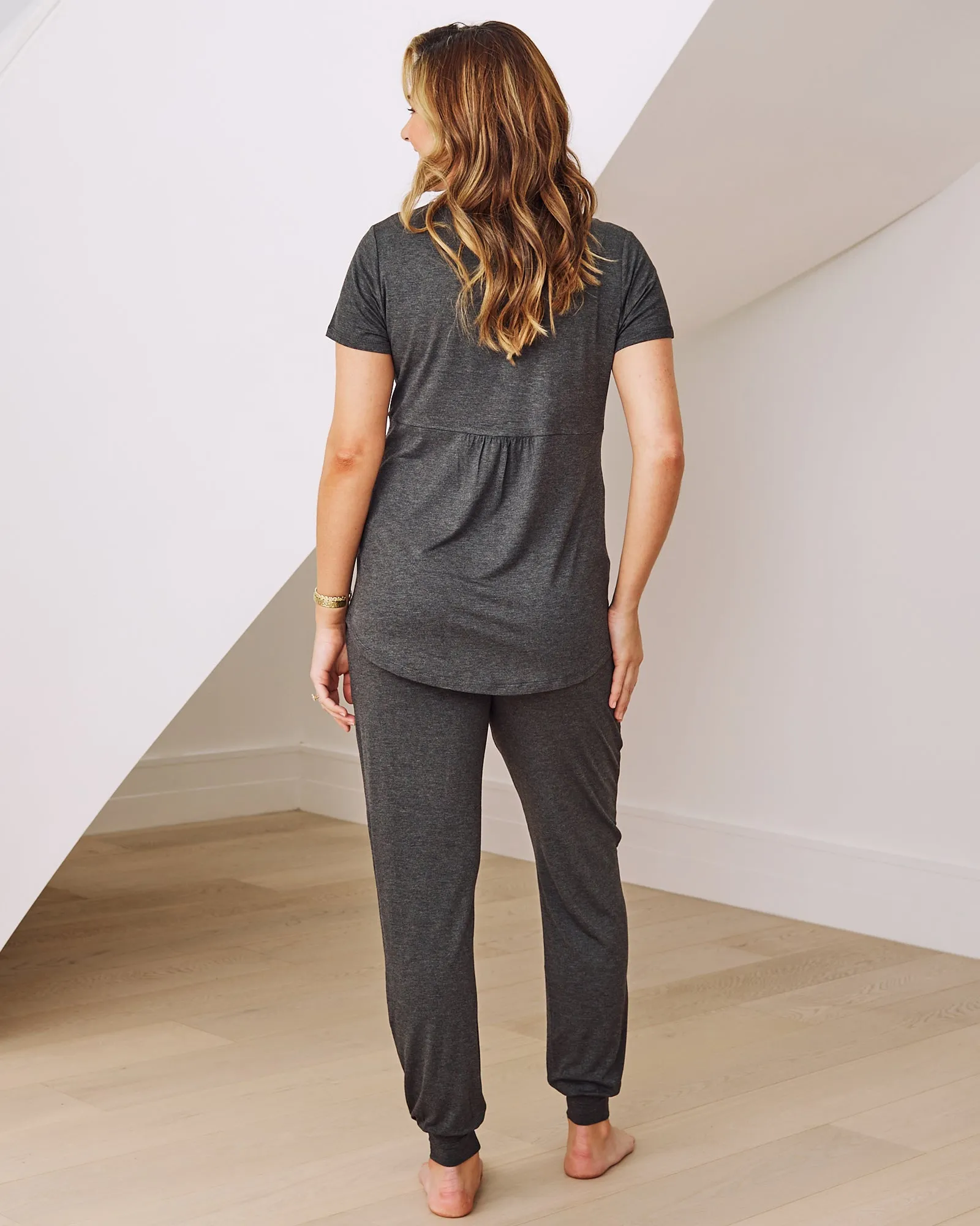 2-Piece Kyra Maternity Loungewear/Sleepwear PJ set - Charcoal