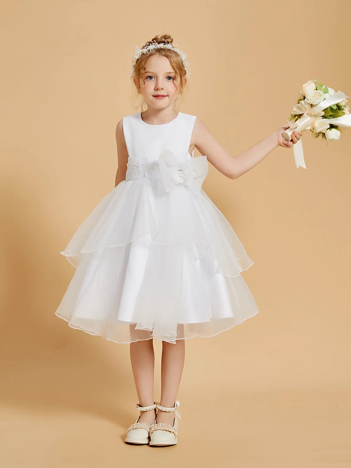 Adorable Knee-Length Flower Girl Dresses with Bowknot Accents