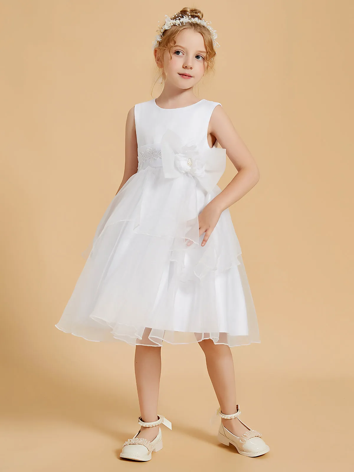 Adorable Knee-Length Flower Girl Dresses with Bowknot Accents