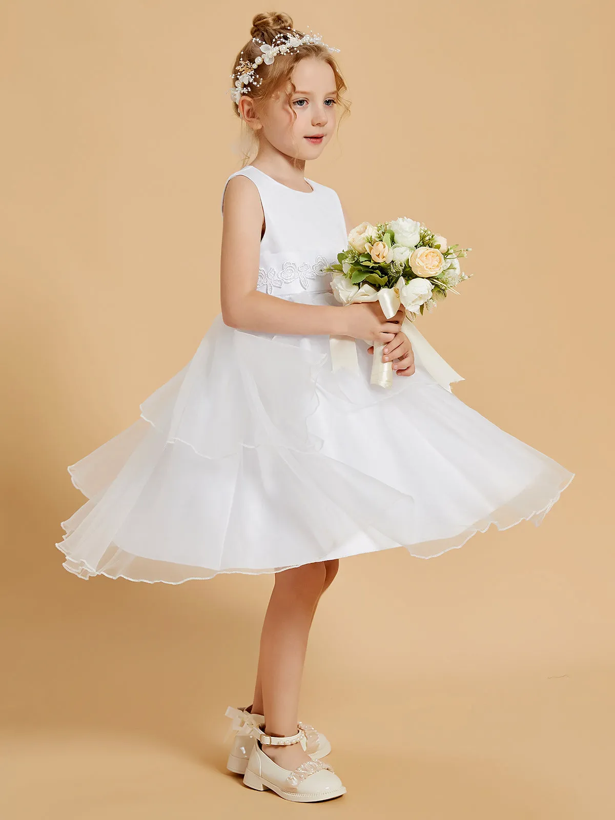 Adorable Knee-Length Flower Girl Dresses with Bowknot Accents