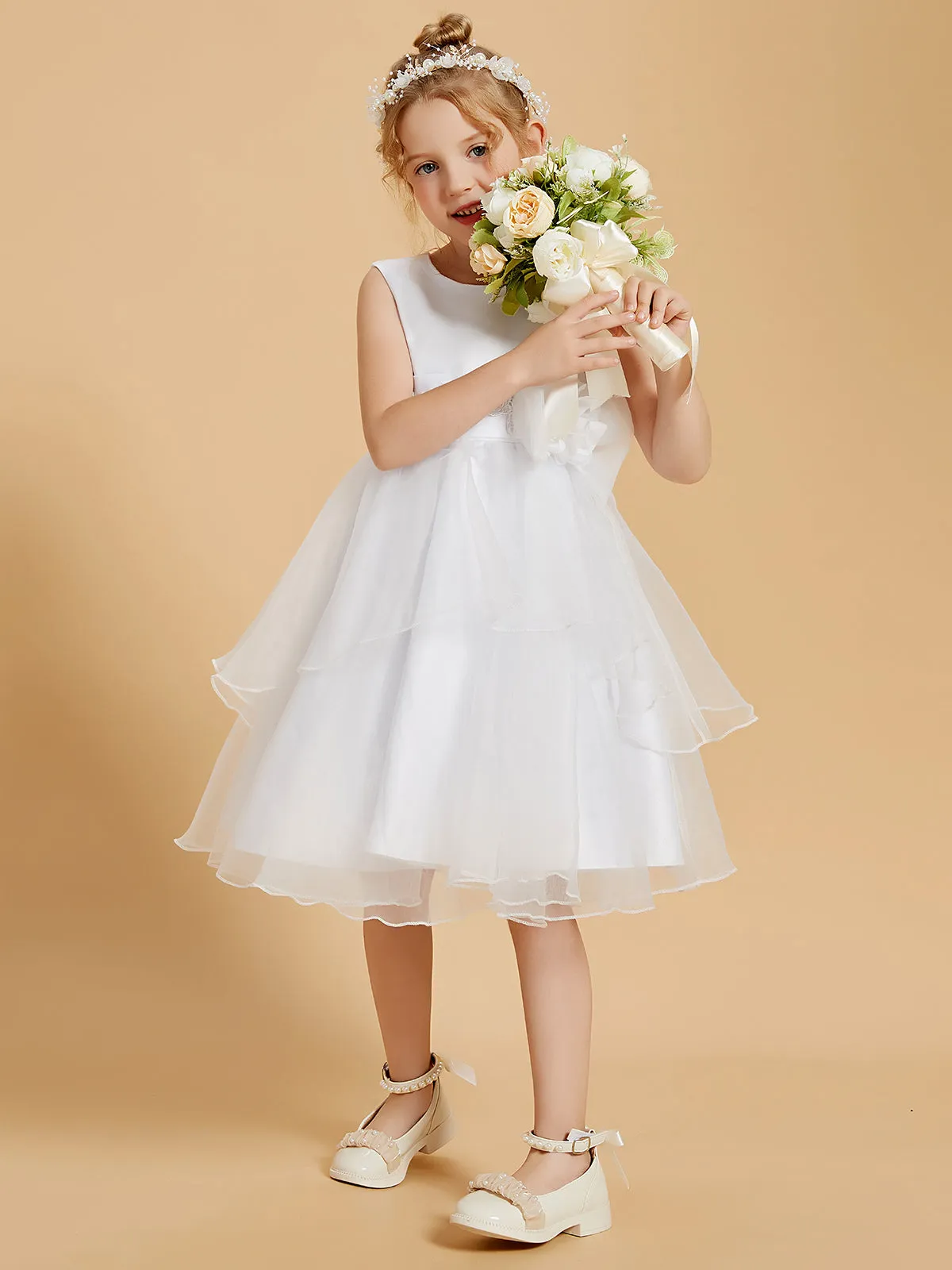 Adorable Knee-Length Flower Girl Dresses with Bowknot Accents