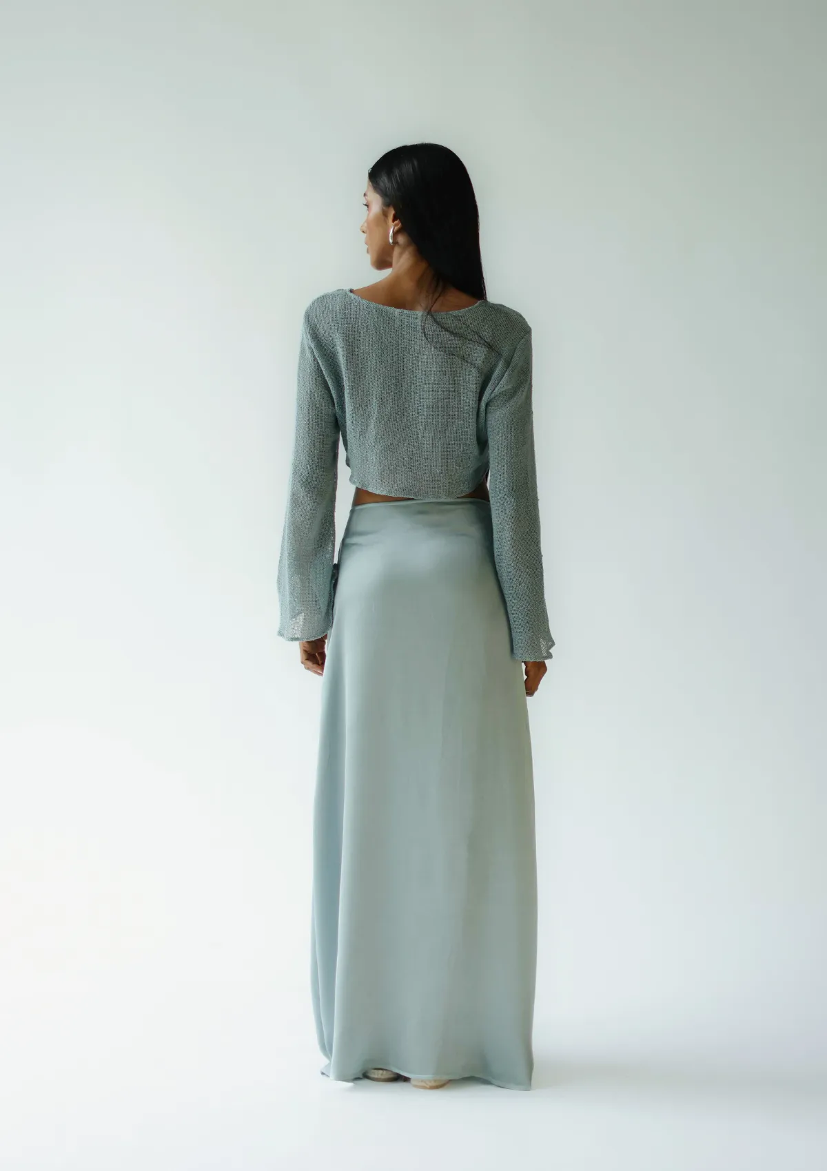 ALAIA WRAP SKIRT - SILVER BLUE