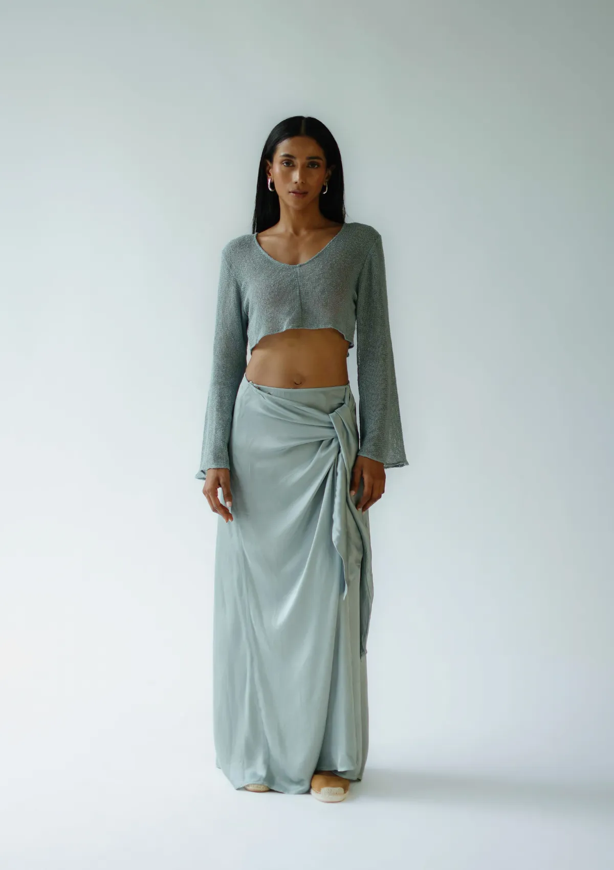 ALAIA WRAP SKIRT - SILVER BLUE