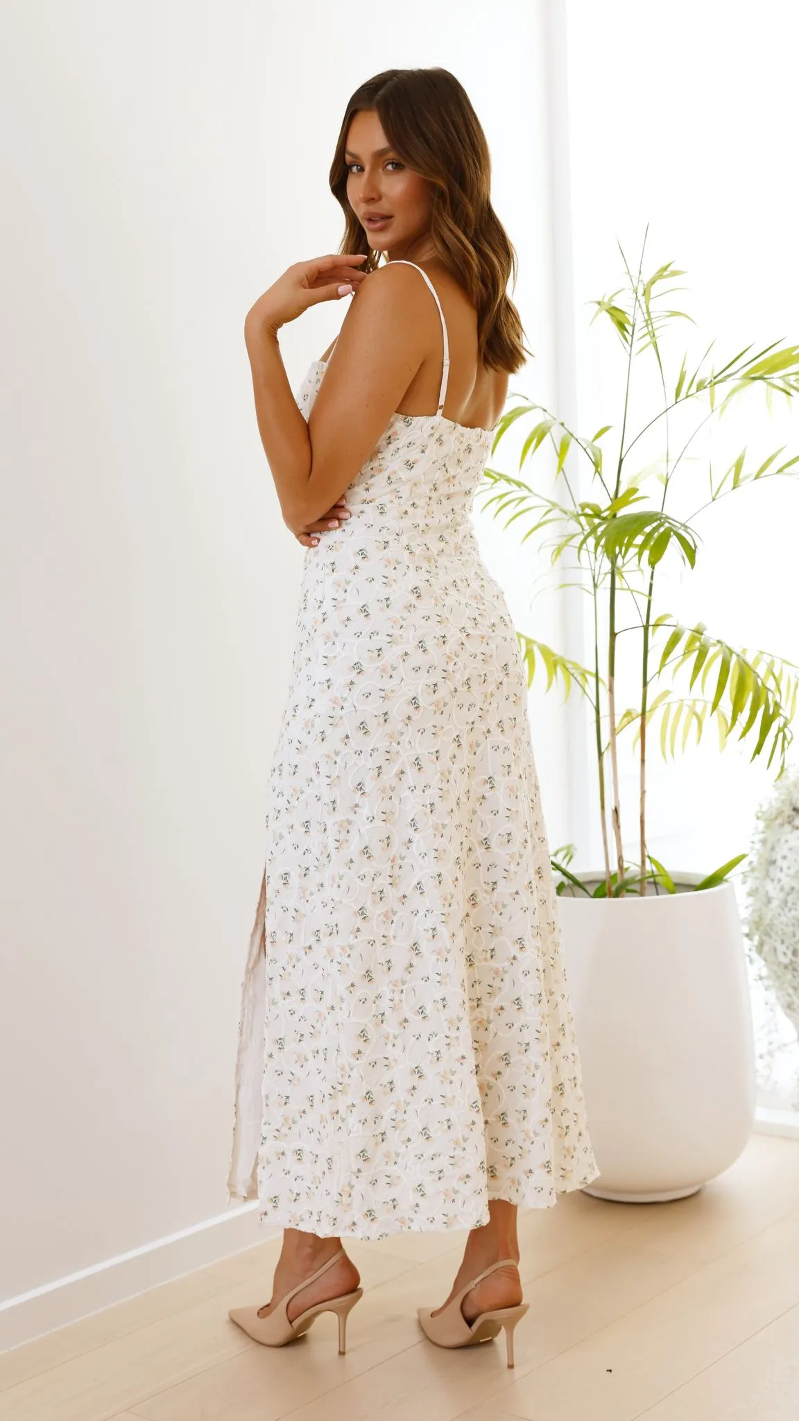 Aretha Maxi Dress - White/Yellow Floral