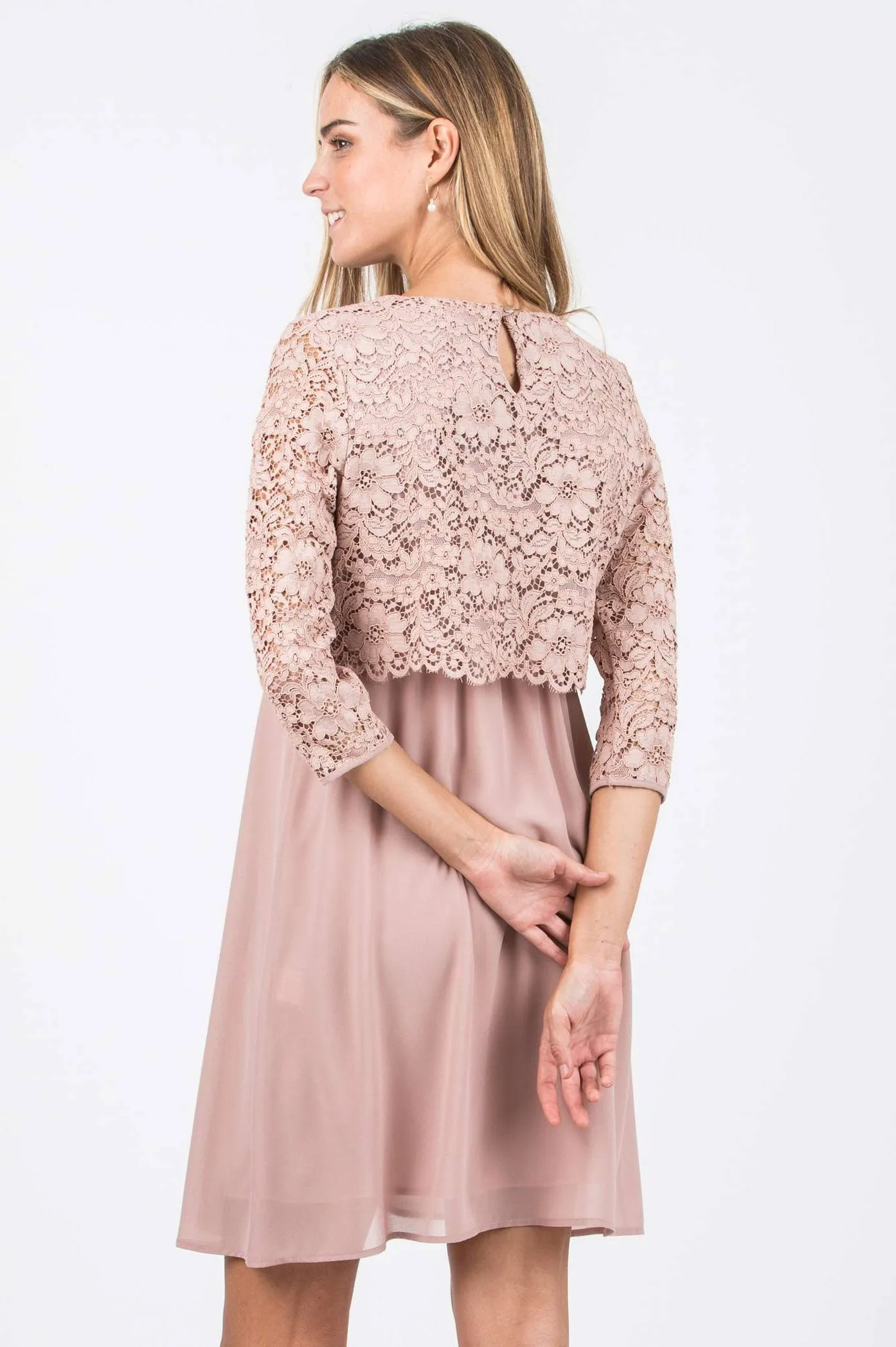 Ava Lace & Chiffon Maternity Nursing Dress