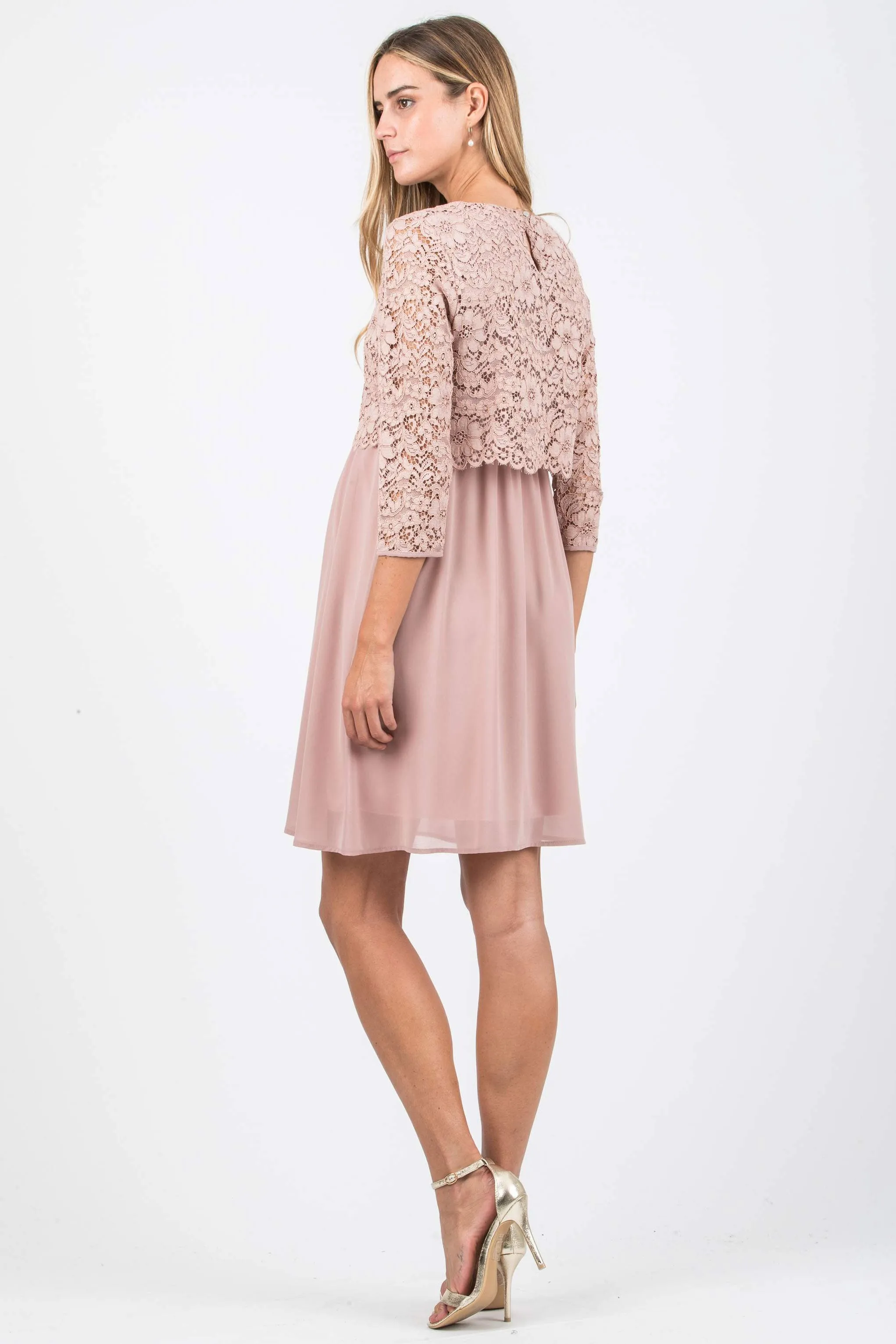 Ava Lace & Chiffon Maternity Nursing Dress