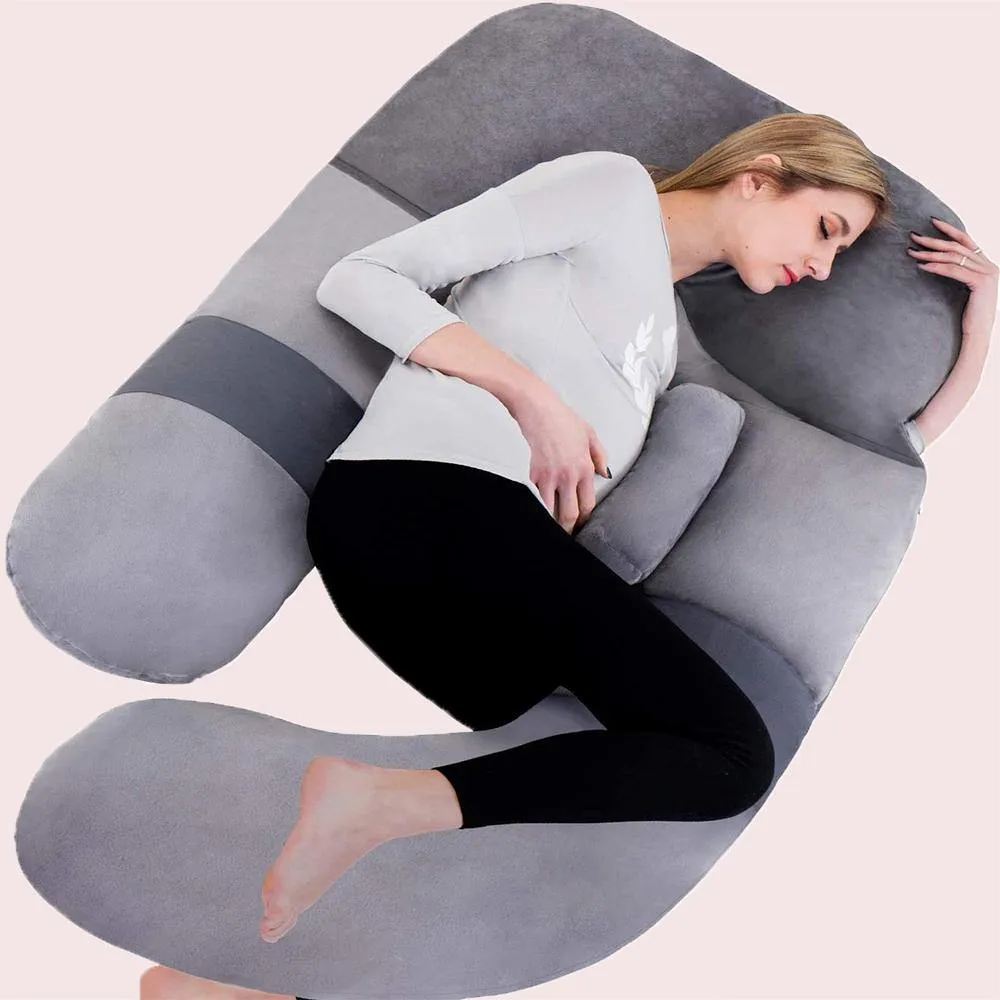 AWESLING 60 Inch Detachable Pregnancy Body Pillow with Velvet Cover (Grey)