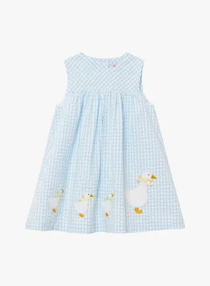 Baby Duck Pinafore in Pale Blue Gingham