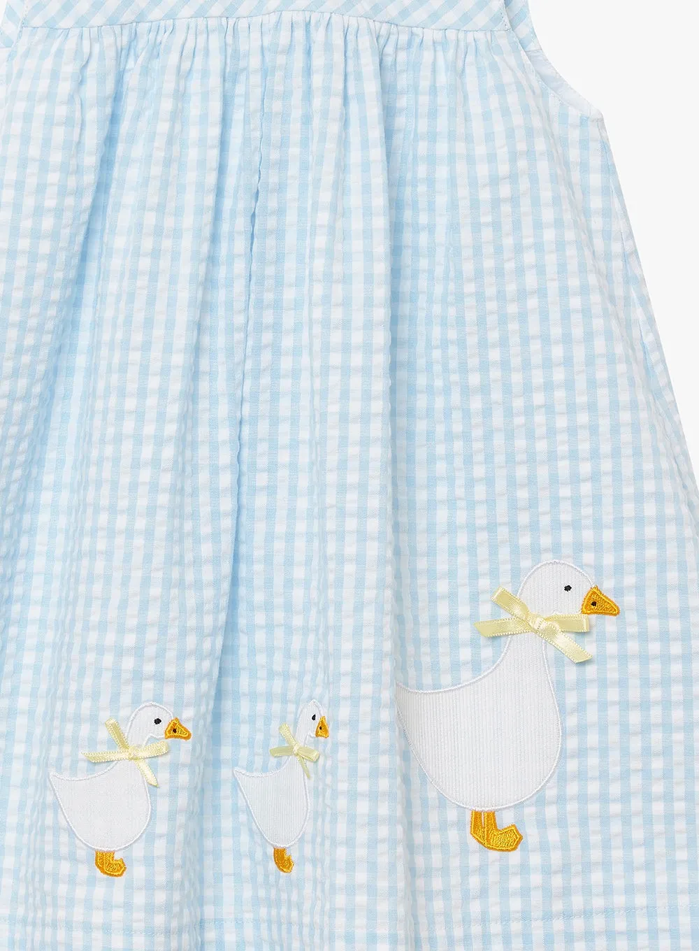 Baby Duck Pinafore in Pale Blue Gingham