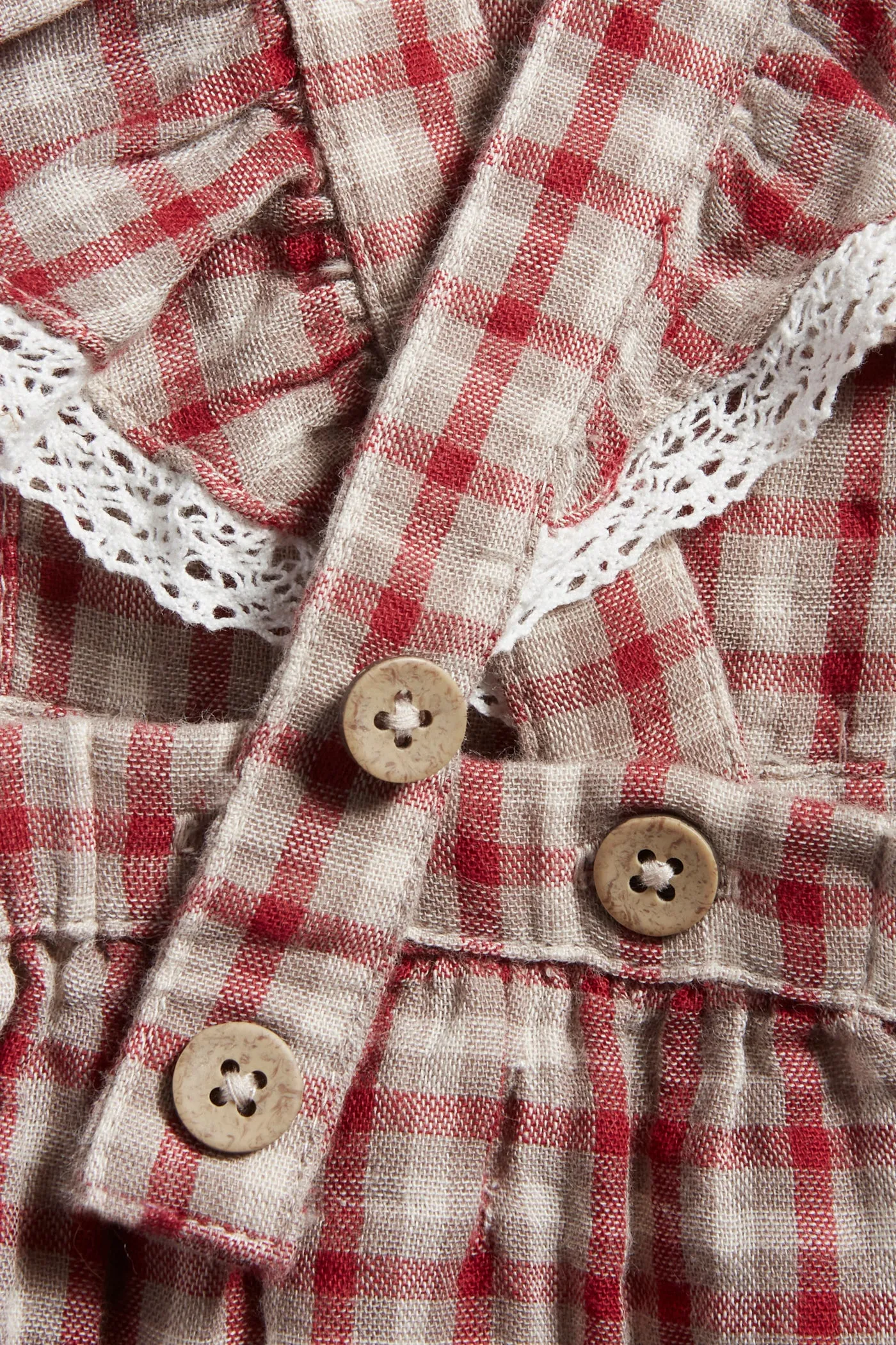 Baby red/beige checked pinafore dress