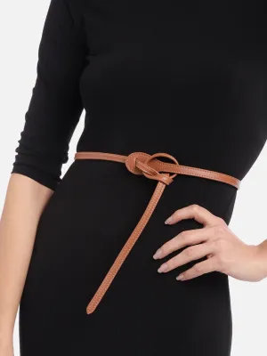 Berrylush Women Tan Brown Front Insert Tie-Up PU Belt