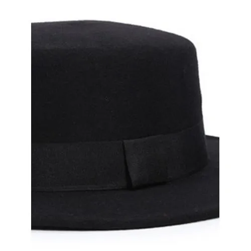 Black Bow Tie Brand Woolen Fedora Hat