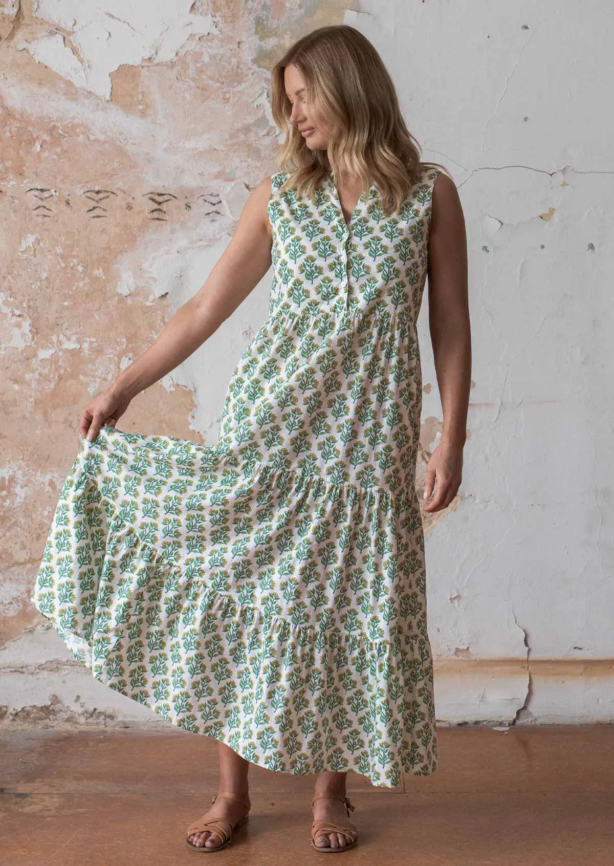 Boho Tiered Maxi Dress Buttercup