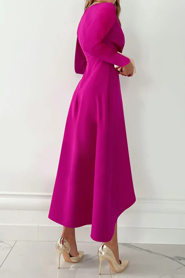 Charming Grace Ruffle Long Sleeve Midi Dress