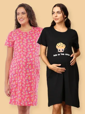 Combo Of Lookin' Pine & Bun In The Oven Maternity T-Shirt Dress