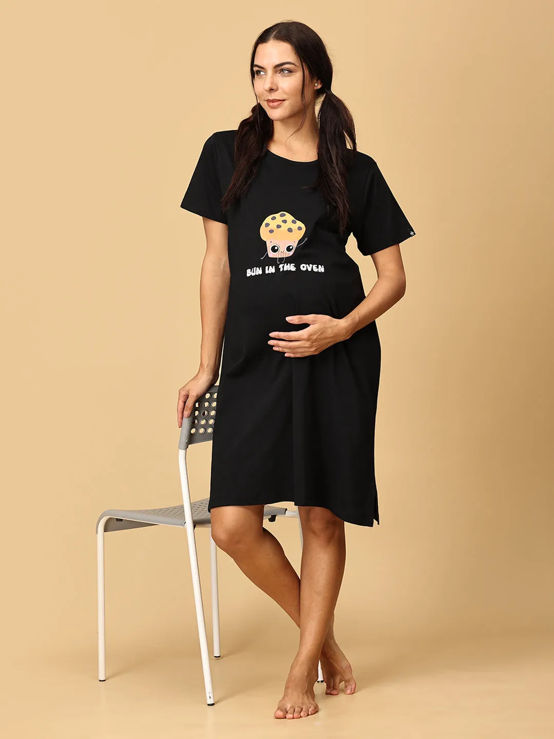 Combo Of Lookin' Pine & Bun In The Oven Maternity T-Shirt Dress