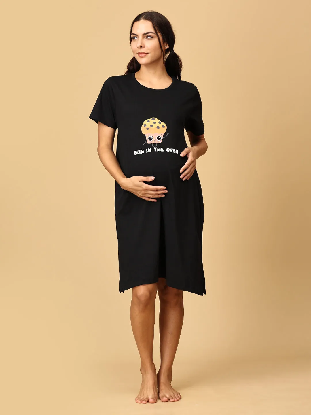 Combo Of Lookin' Pine & Bun In The Oven Maternity T-Shirt Dress