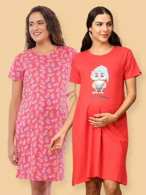 Combo Of Lookin' Pine & Sleepy Mumma Maternity T-Shirt Dress