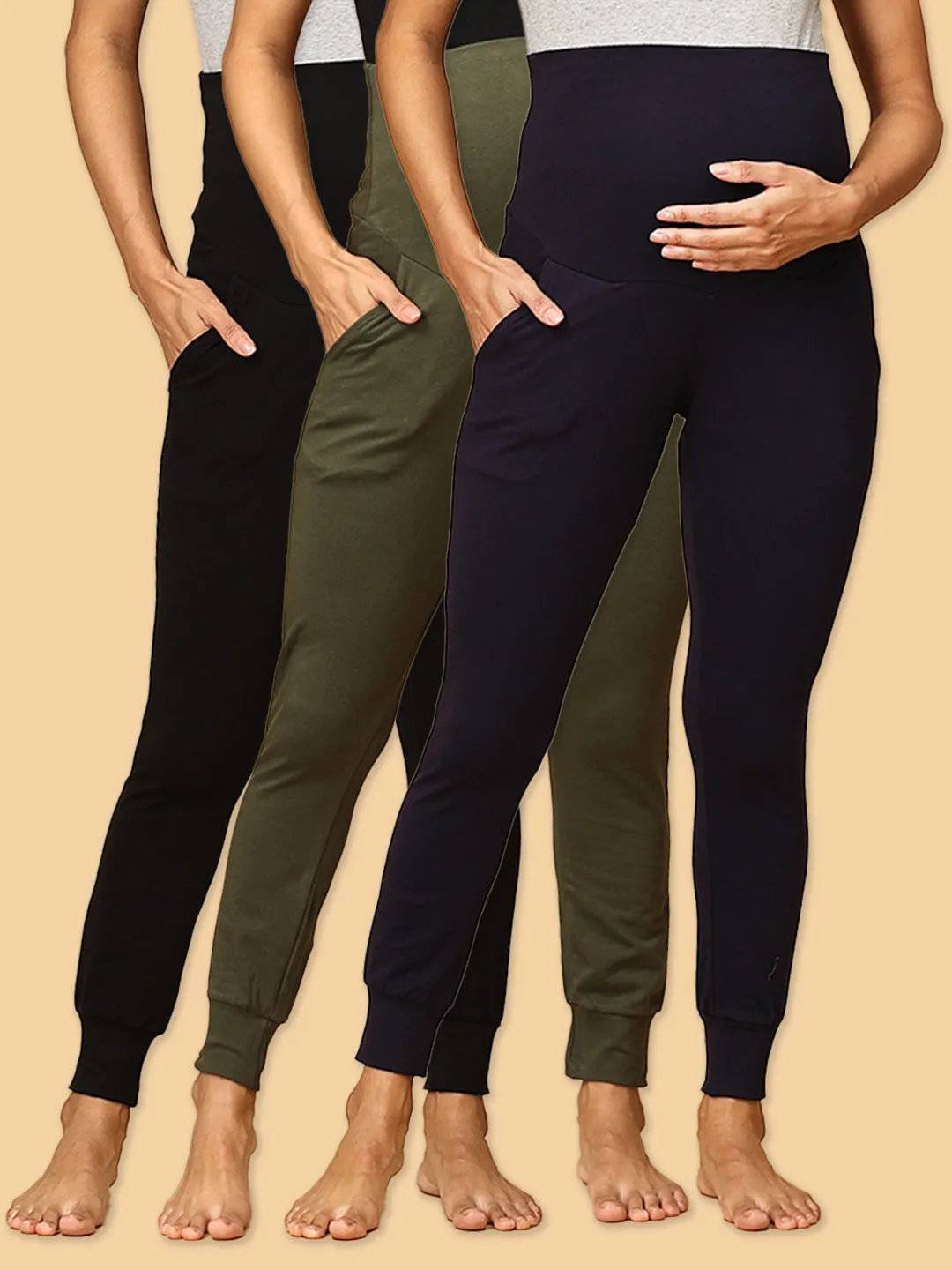 Comfy Maternity Joggers Combo of 3