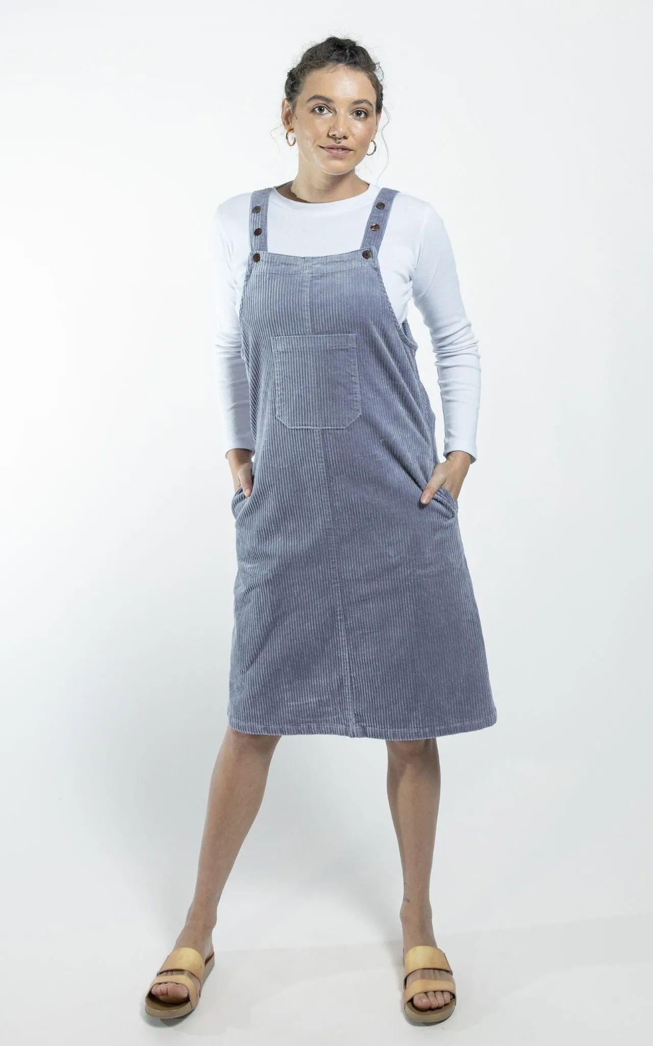 Corduroy Pinafore - Sky Blue