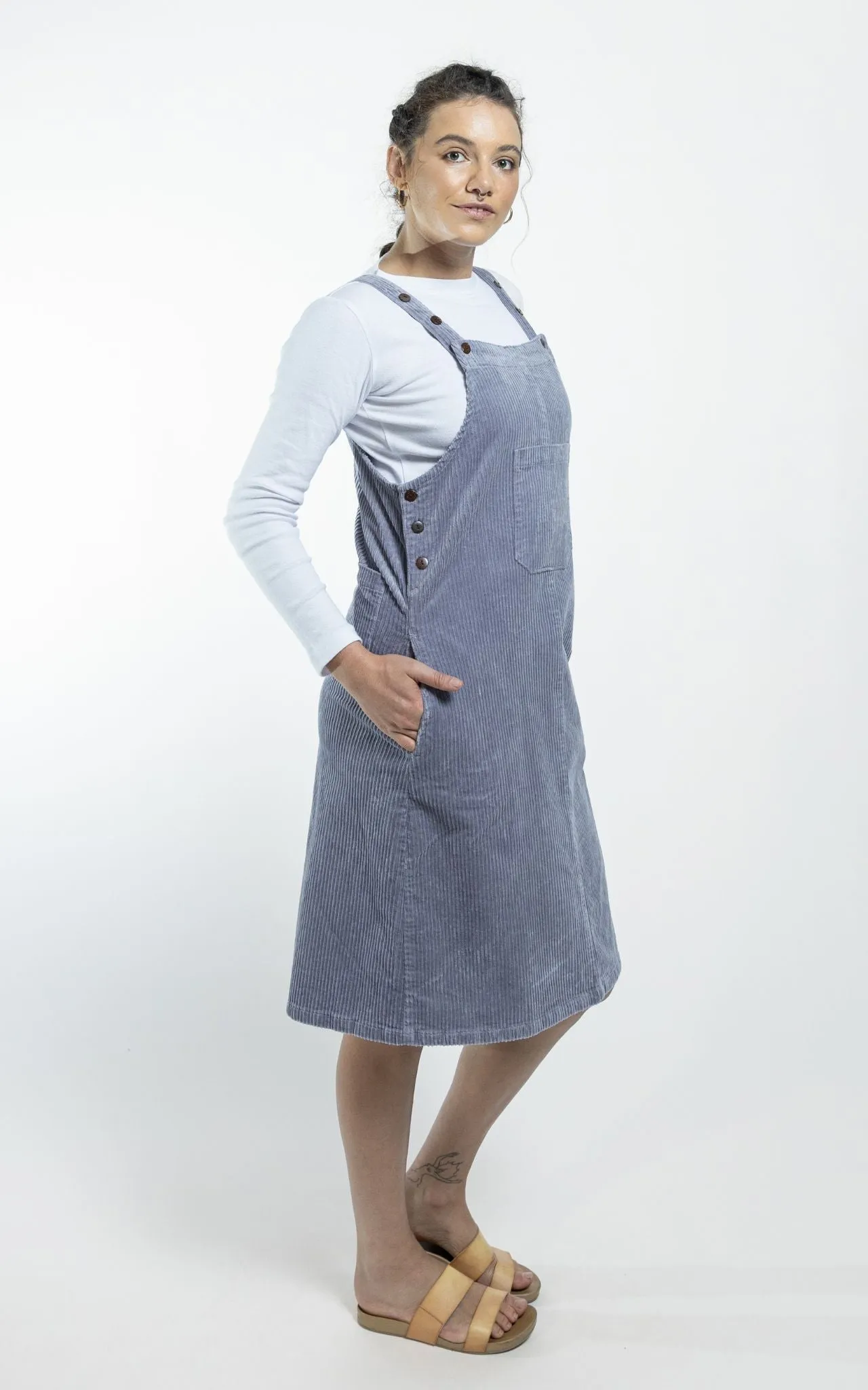 Corduroy Pinafore - Sky Blue