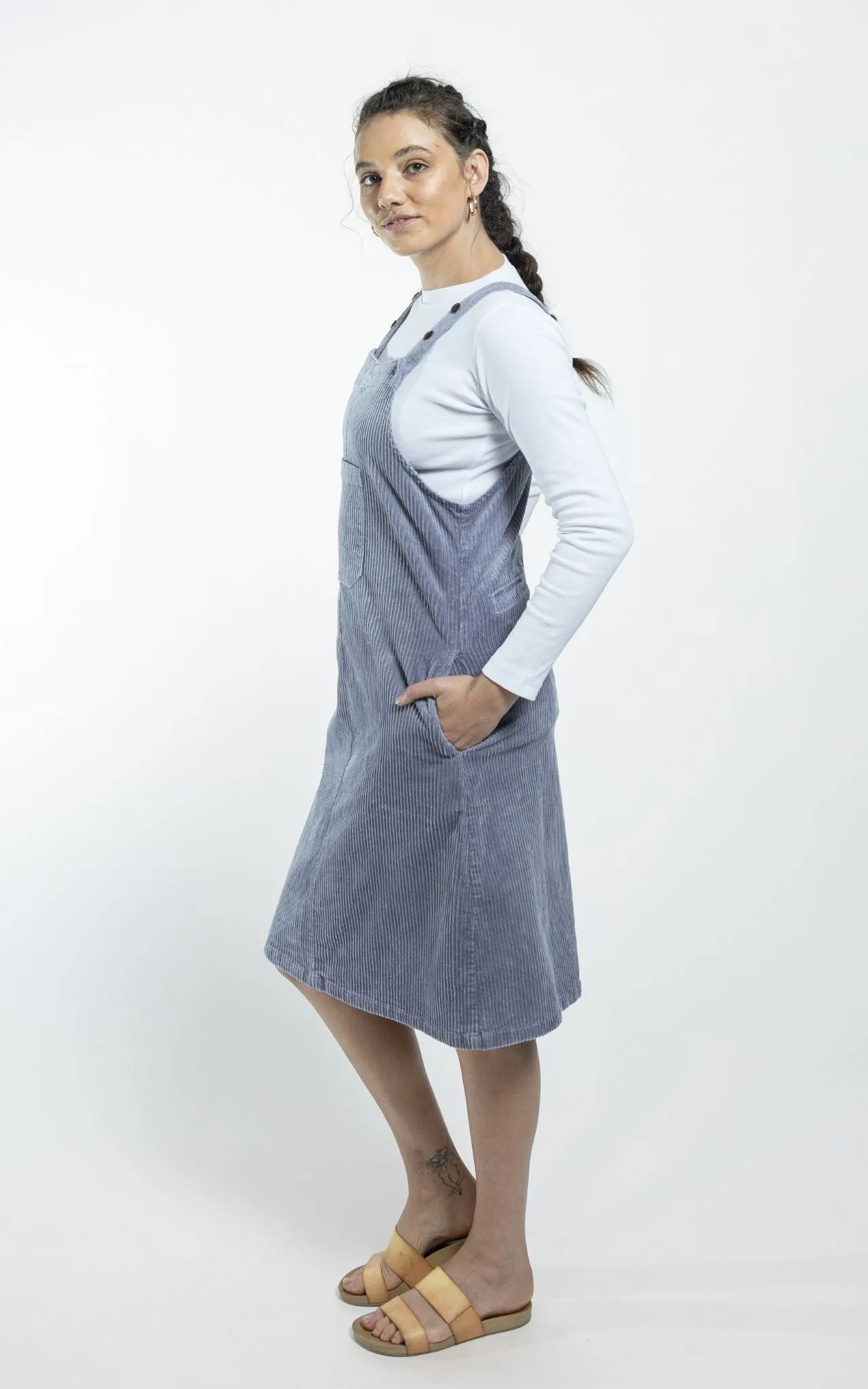 Corduroy Pinafore - Sky Blue