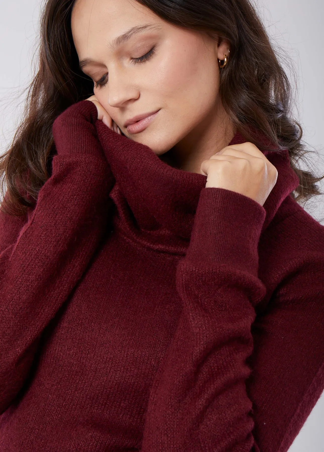 Cowl Neck Tunic - Tawny Port