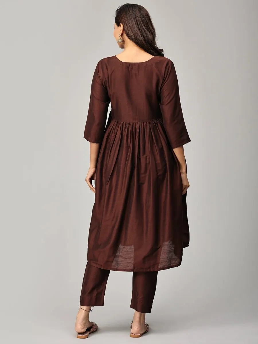 Cozy Café Maternity And Nursing Silk Kurta Set With Dupatta