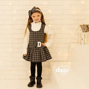 Daga - Rebel Girl Check Pinafore Set - Charcoal