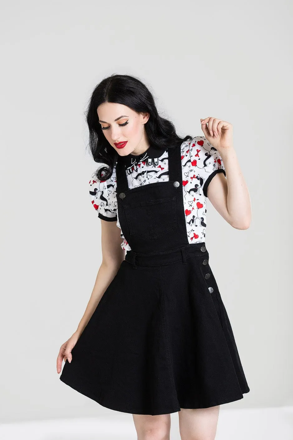 Dakota Black Denim Pinafore Dress