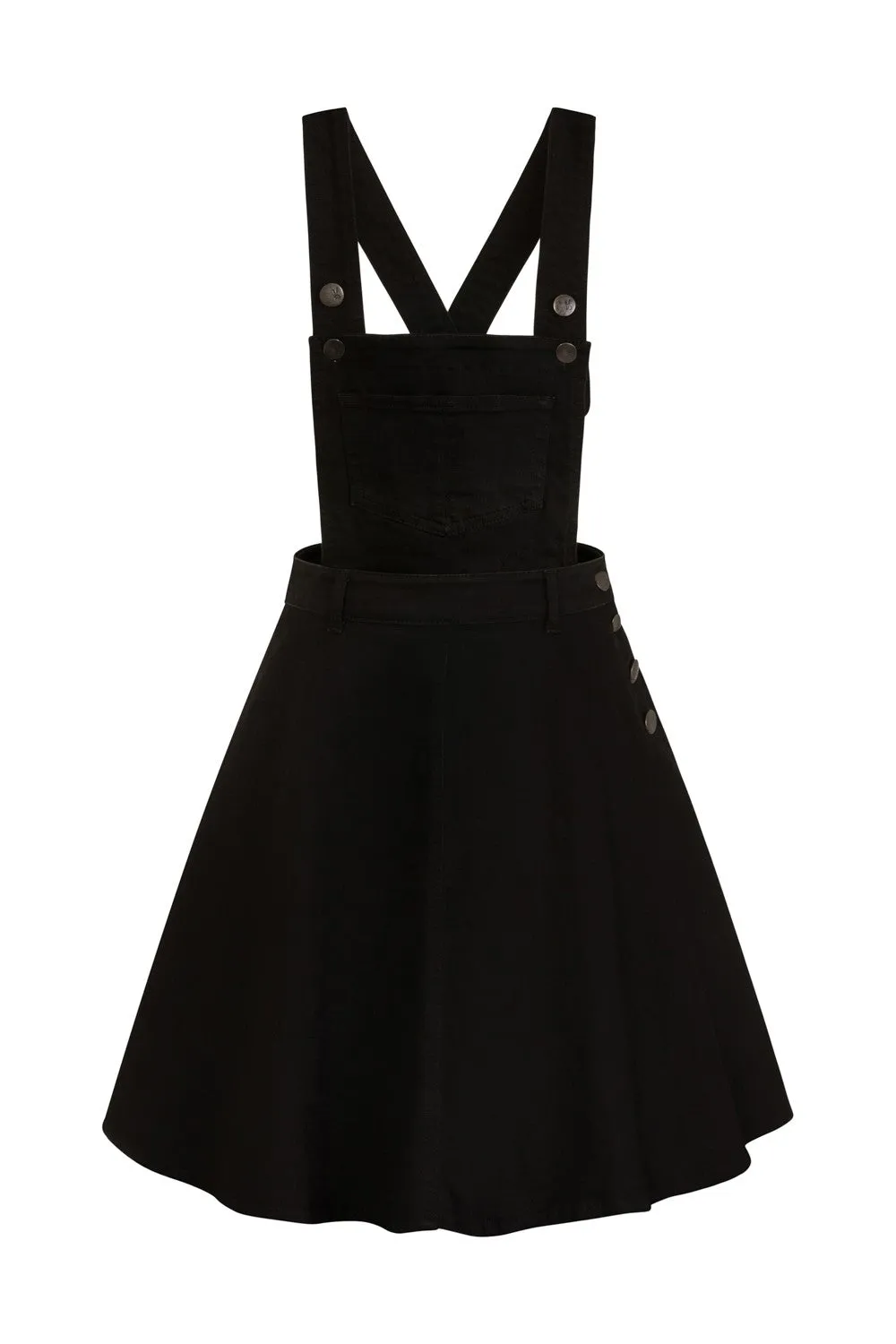 Dakota Black Denim Pinafore Dress