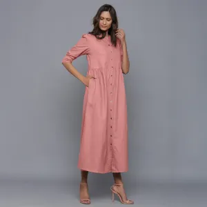 English Rose Warm Cotton Flannel Gathered Maxi Dress