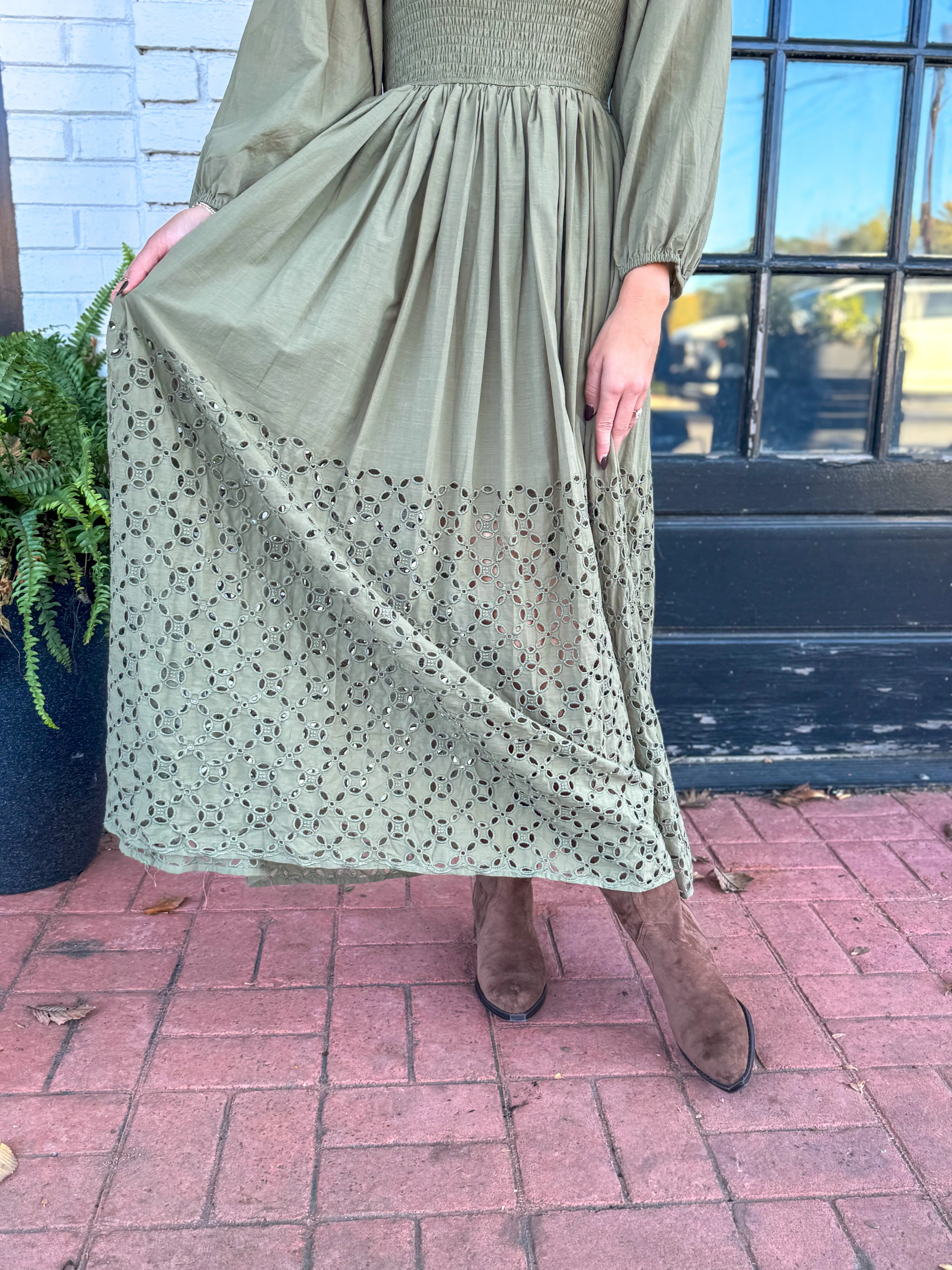 Eyelet Midi Dress