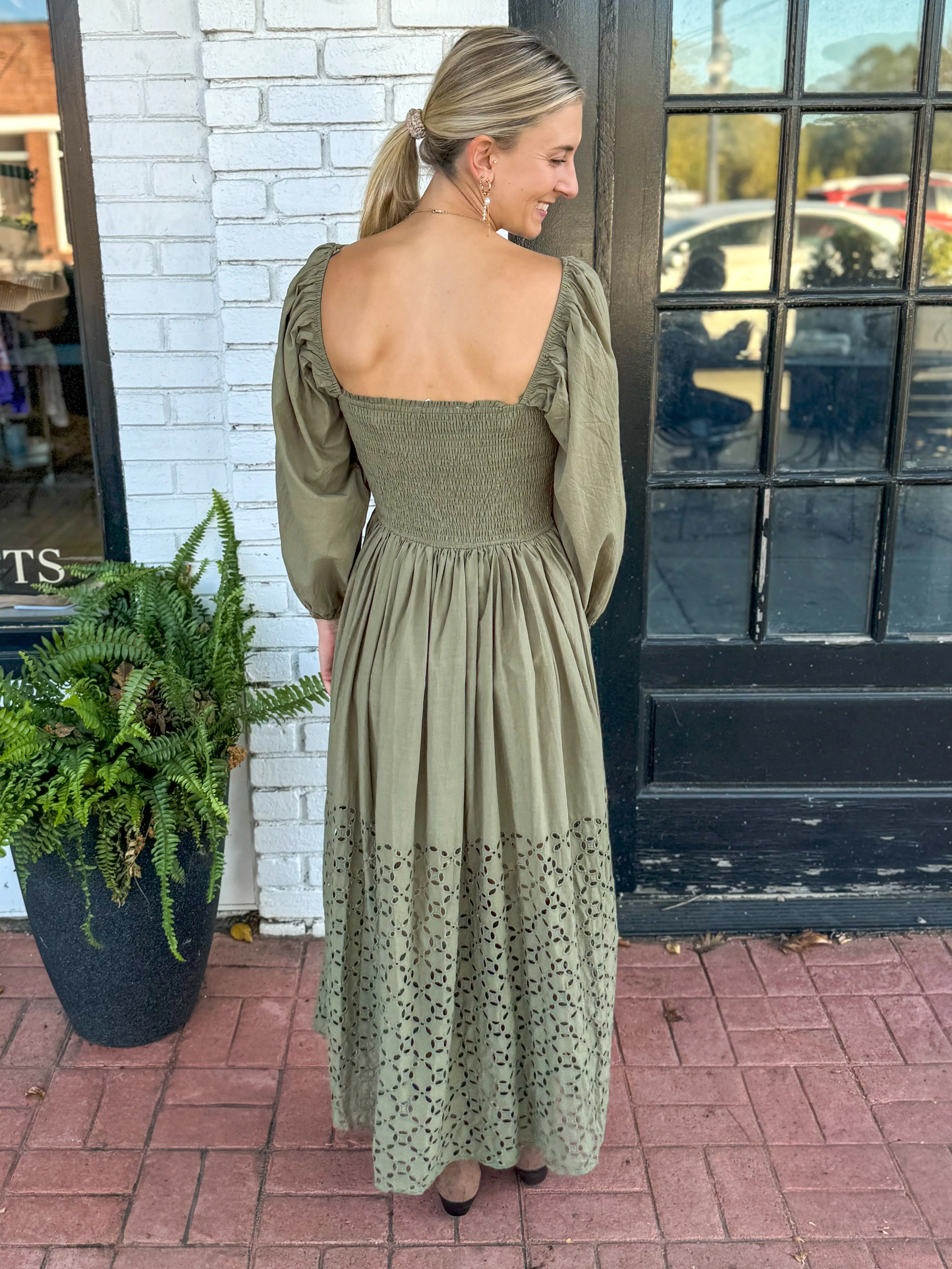 Eyelet Midi Dress