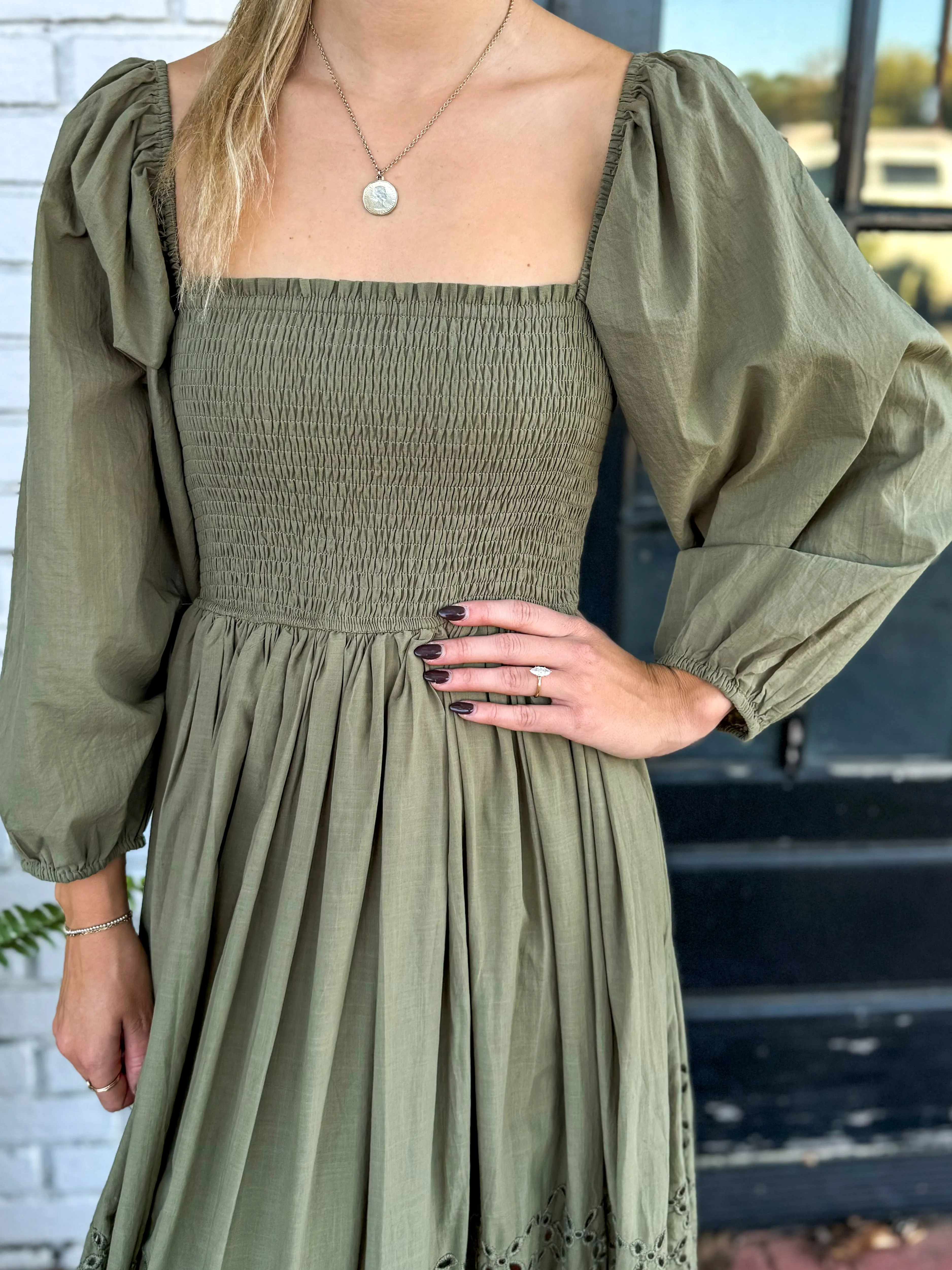 Eyelet Midi Dress