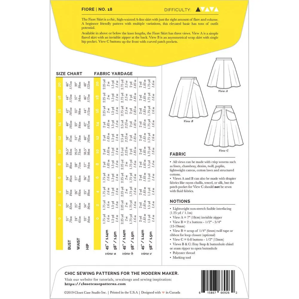 Fiore Skirt Pattern, Closet Core Patterns