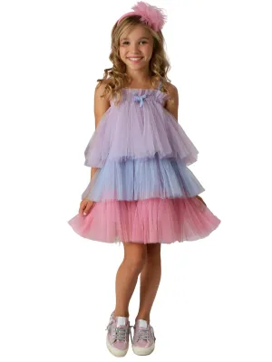 Girls Lilac Sky Pink Penelope Party Dress, Sizes 12M-14