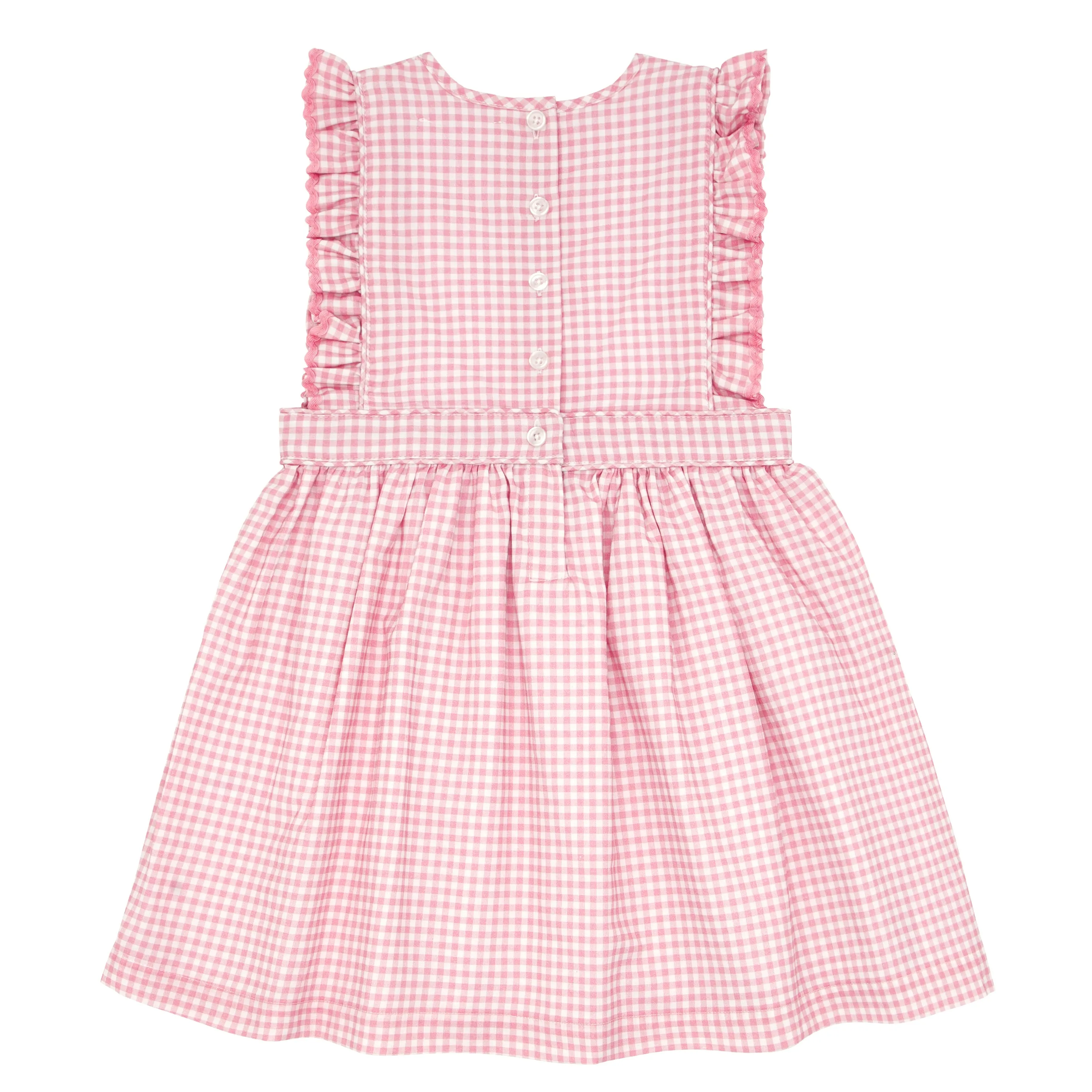 girls pink guava gingham pinafore dress