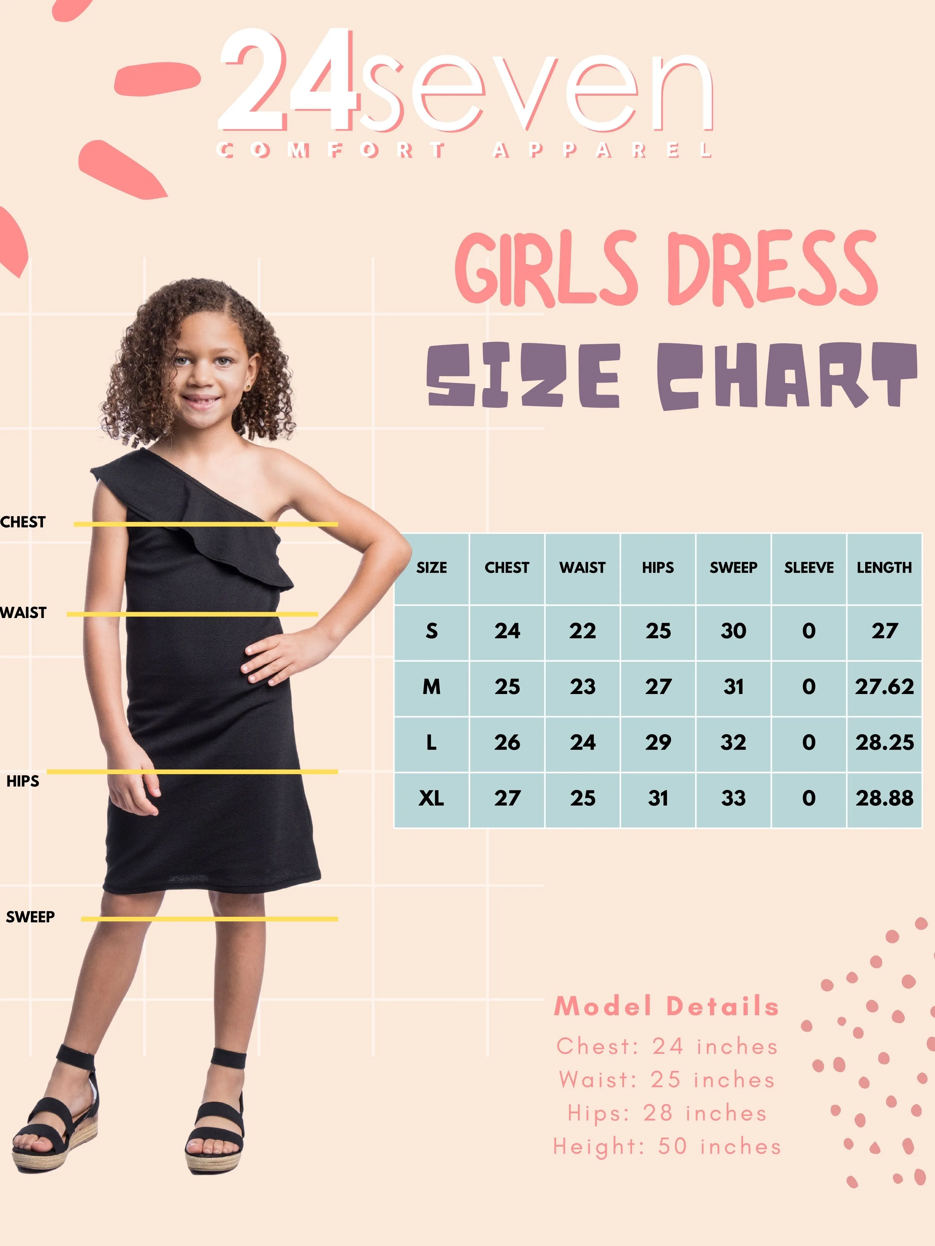 Girls Solid Color One Shoulder Ruffle Knee Length Dress