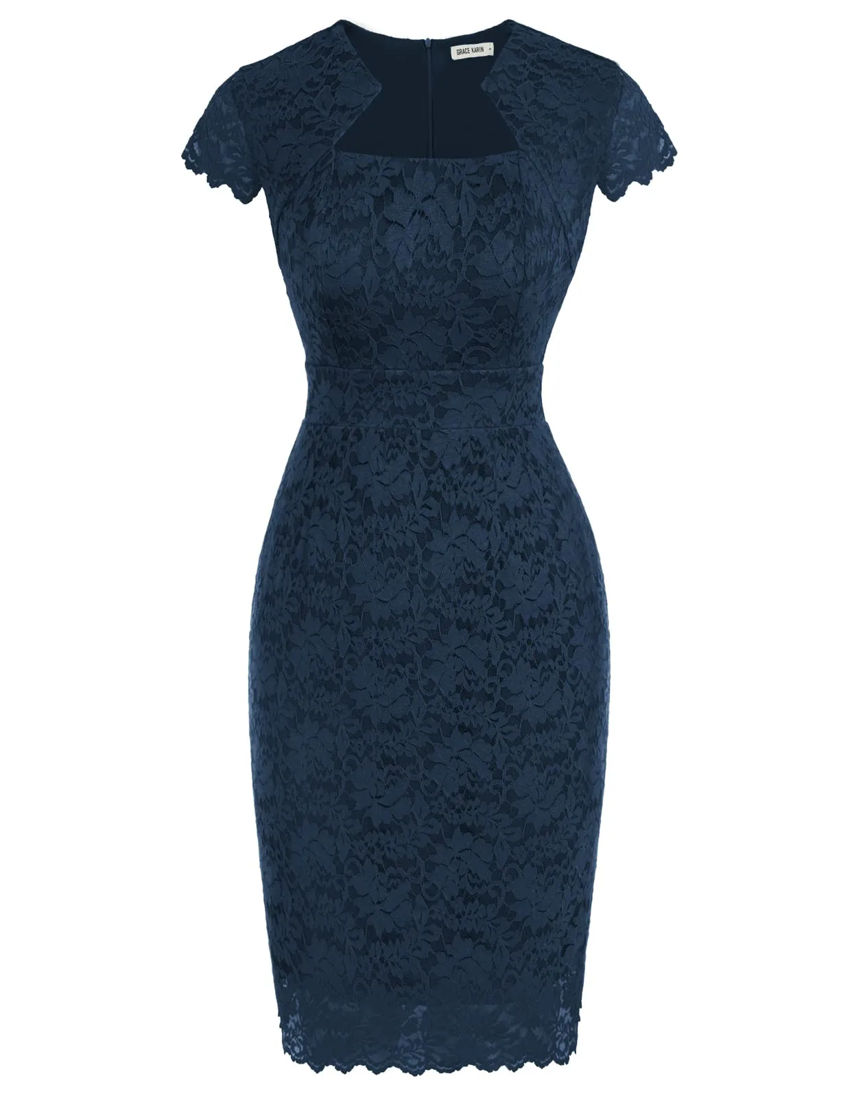 GRACE KARIN Women's Lace Dress Navy Blue Retro Vintage Bodycon Dresses 2XL