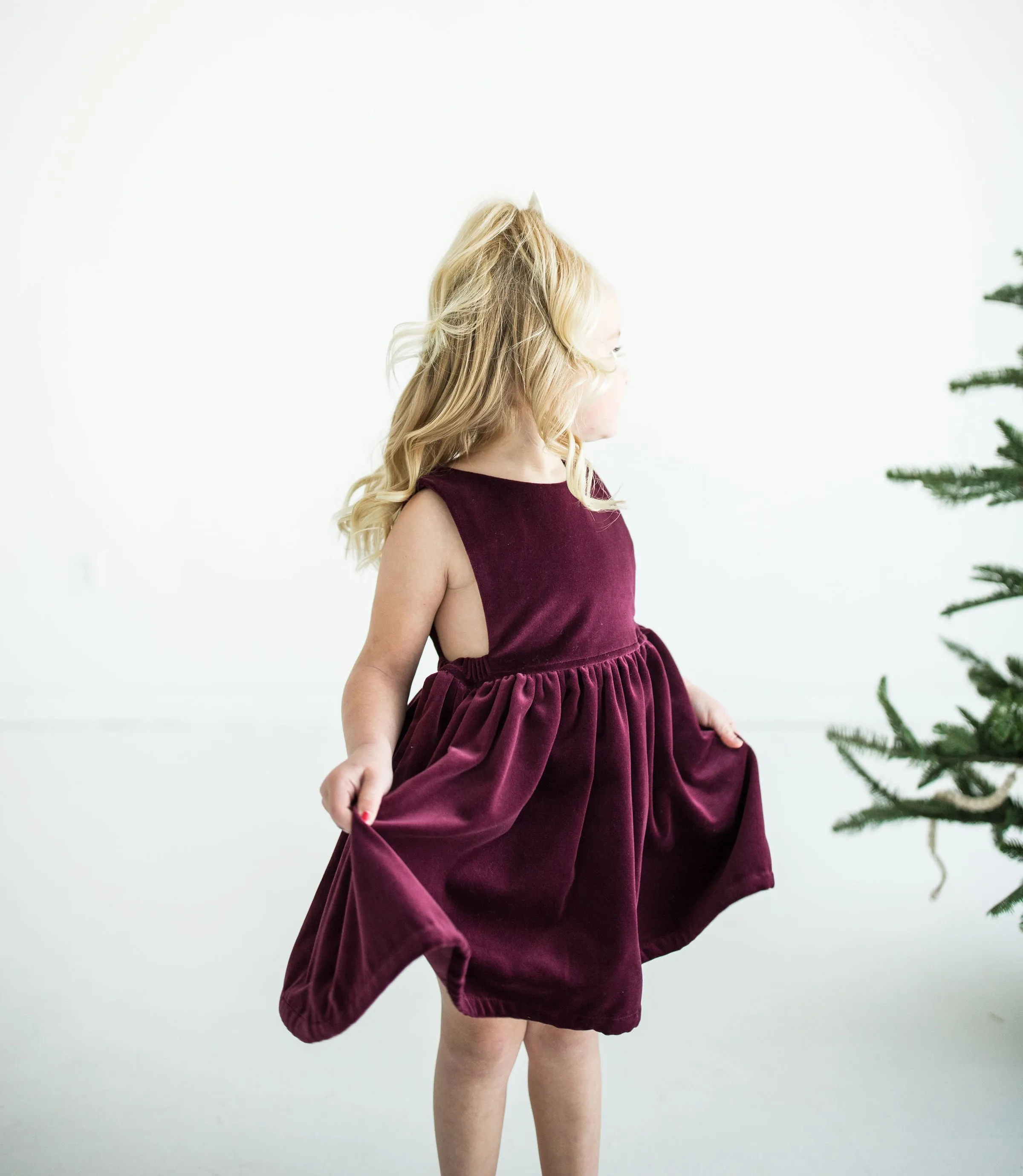 Harper Pinafore in Winterberry Velvet