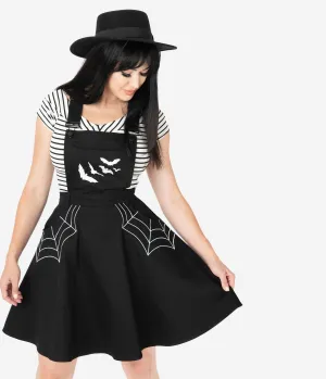 Hell Bunny Black Spiderweb & Bats Miss Muffet Pinafore Dress