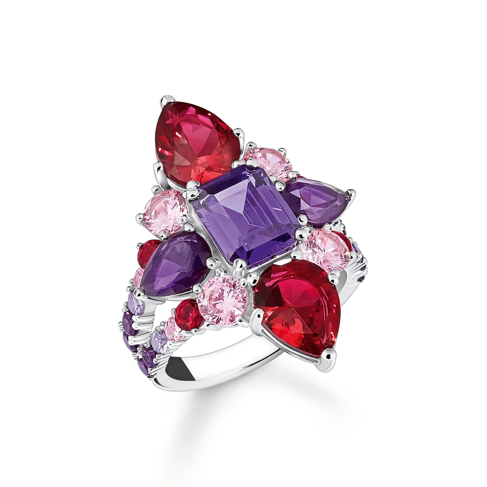 Heritage Glam Cocktail ring with colourful stones