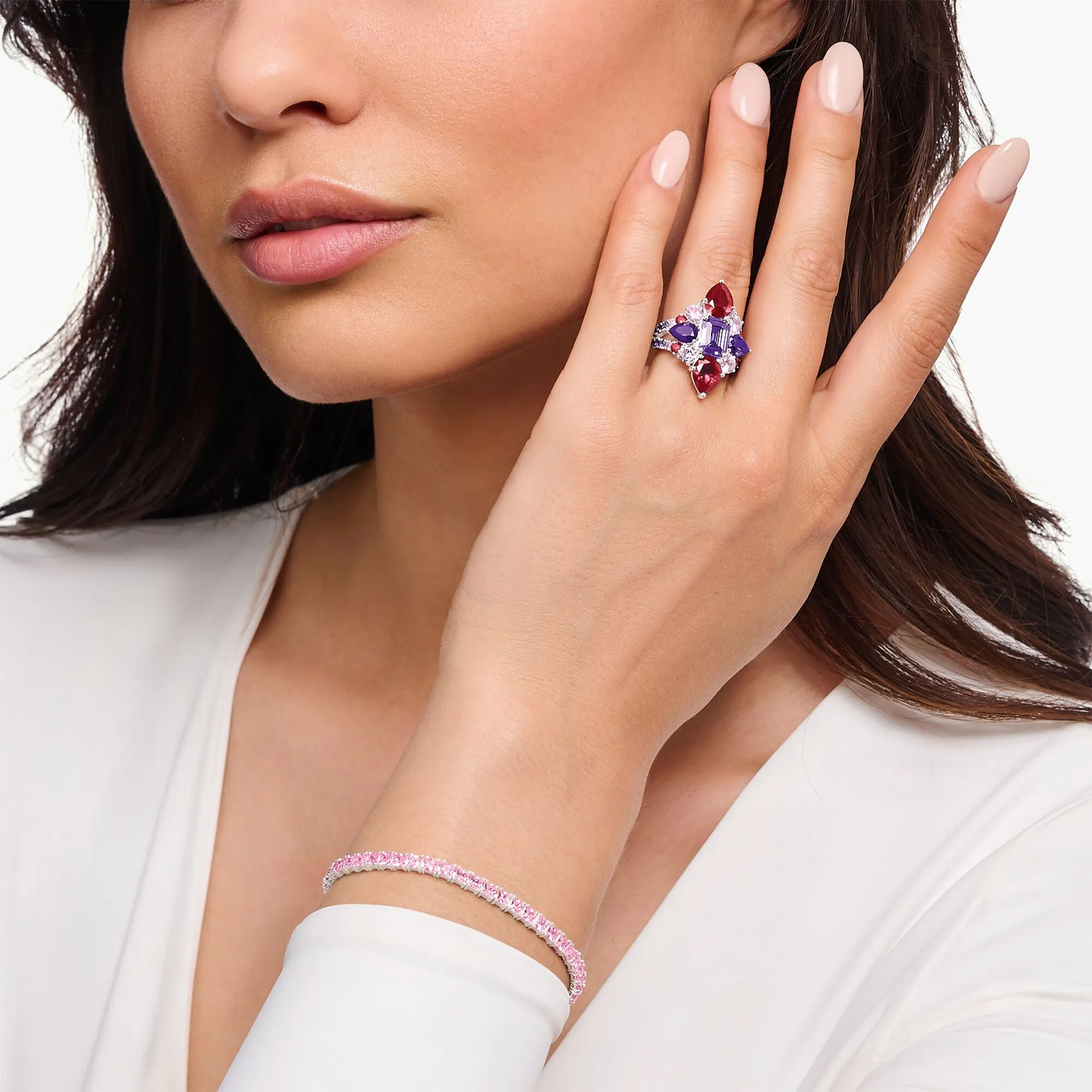 Heritage Glam Cocktail ring with colourful stones