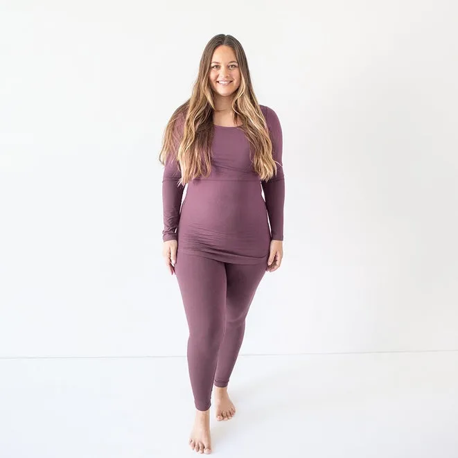 Jane Nursing Pajama Set - Burgundy Plum