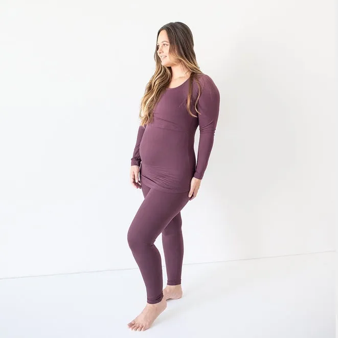 Jane Nursing Pajama Set - Burgundy Plum