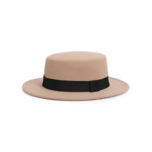 Khaki Bow Tie Brand Woolen Fedora Hat