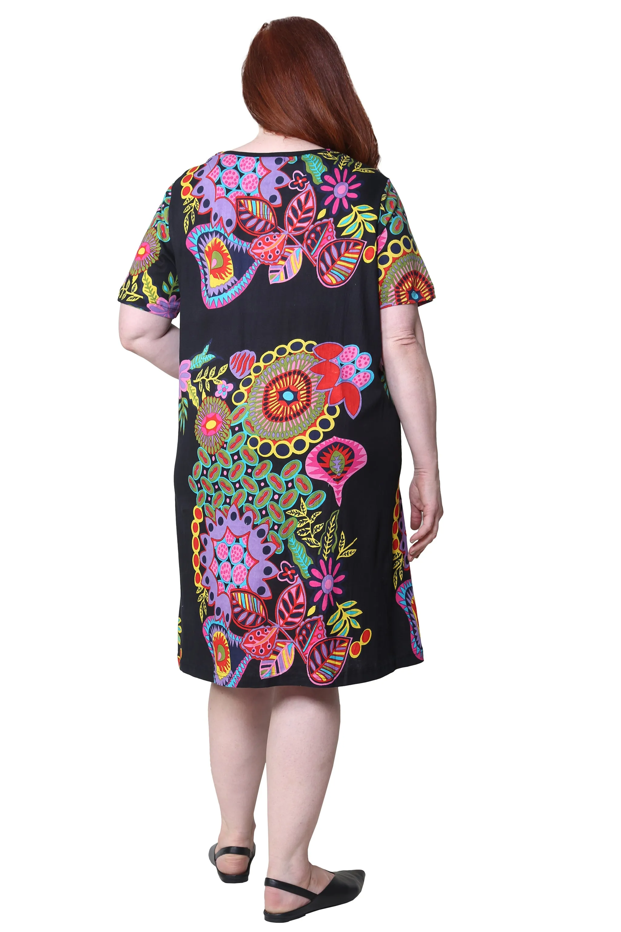 La Cera Novelty Floral Print Plus Size Short Sleeve Dress