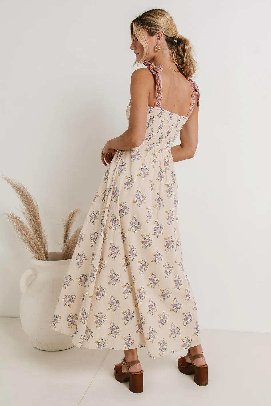 Laura Floral Maxi Dress in Cream - FINAL SALE