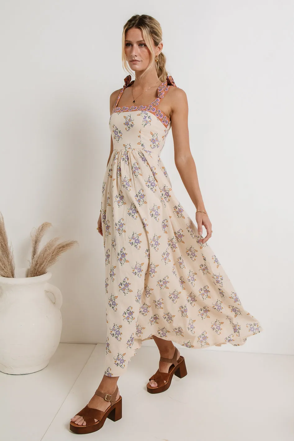 Laura Floral Maxi Dress in Cream - FINAL SALE